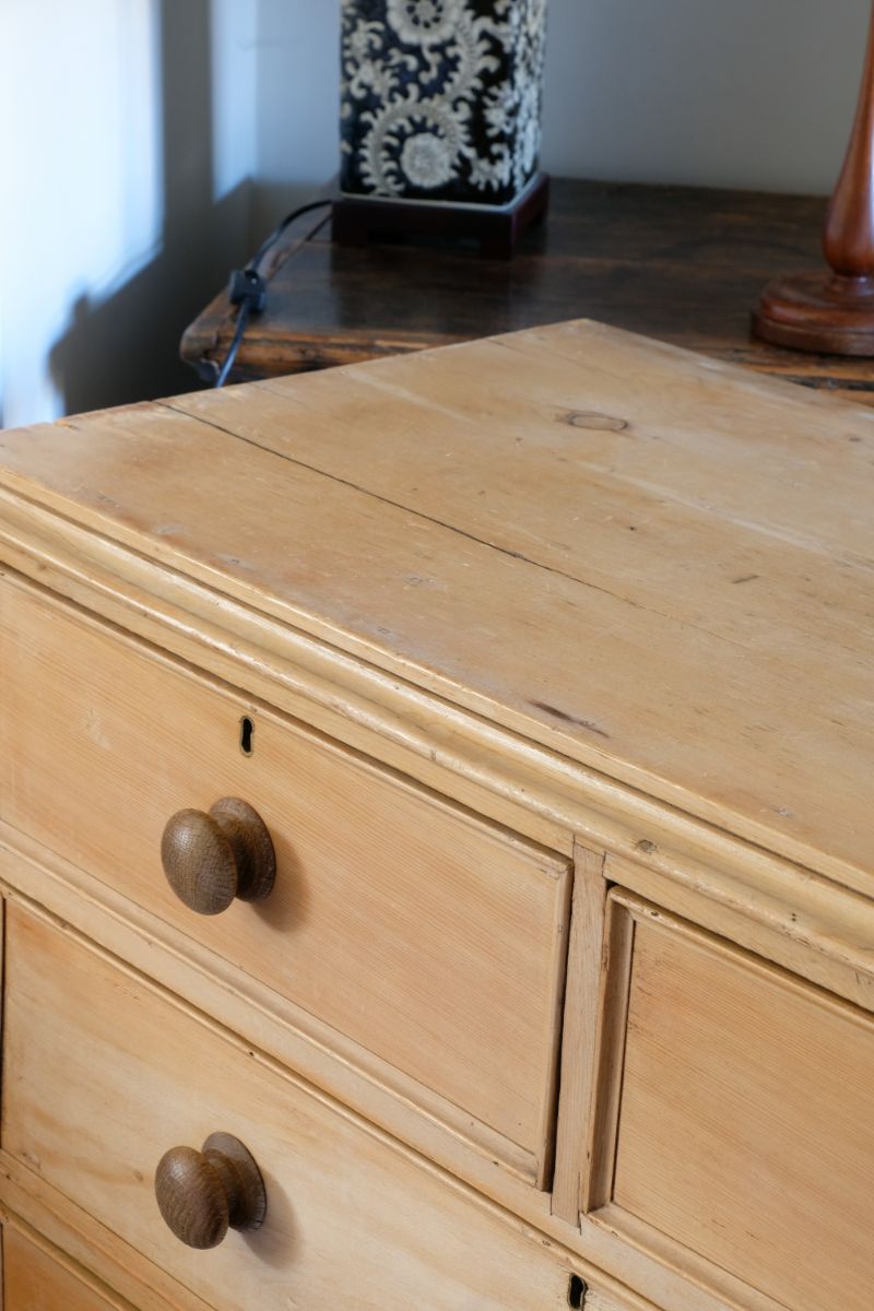 Antique Pine Chest Of Drawers On Pedestal Base