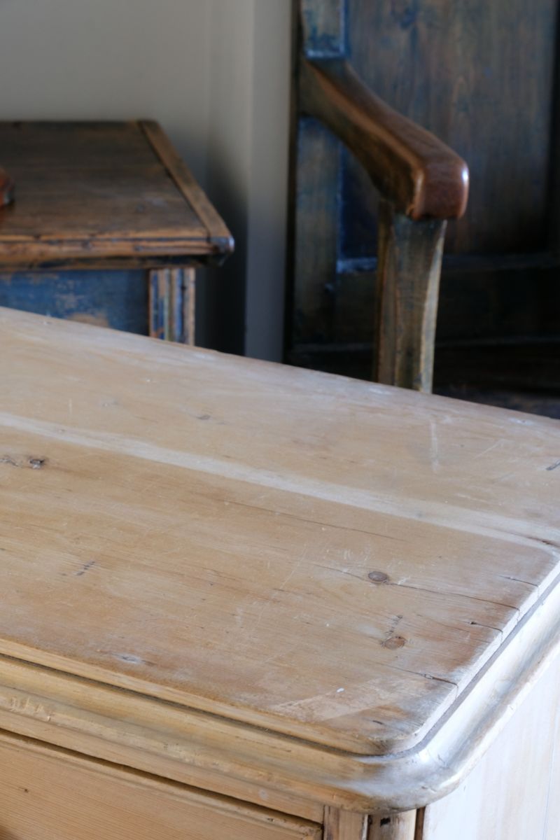 Antique Pine Chest Of Drawers On Pedestal Base