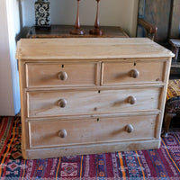 Antique Pine Chest Of Drawers On Pedestal Base