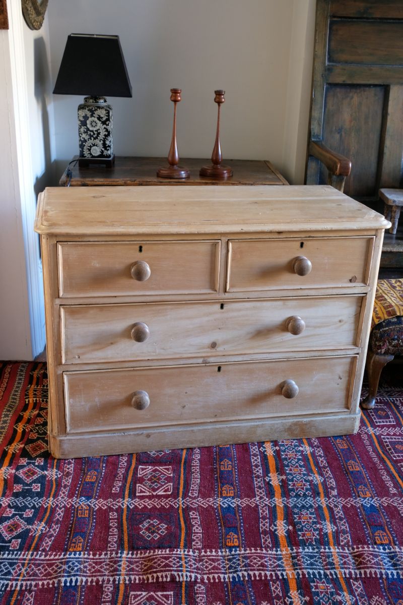 Antique Pine Chest Of Drawers On Pedestal Base