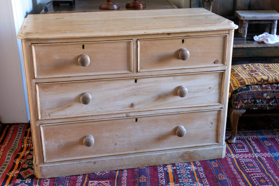 Antique Pine Chest Of Drawers On Pedestal Base