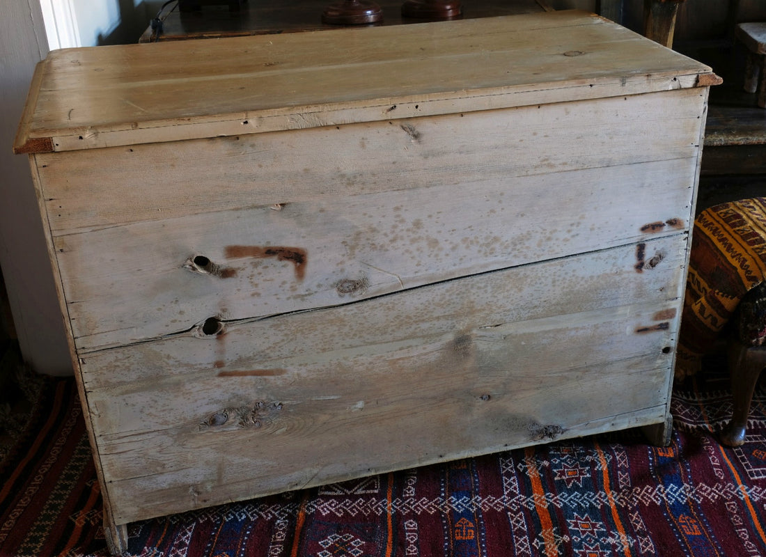 Antique Pine Chest Of Drawers On Pedestal Base