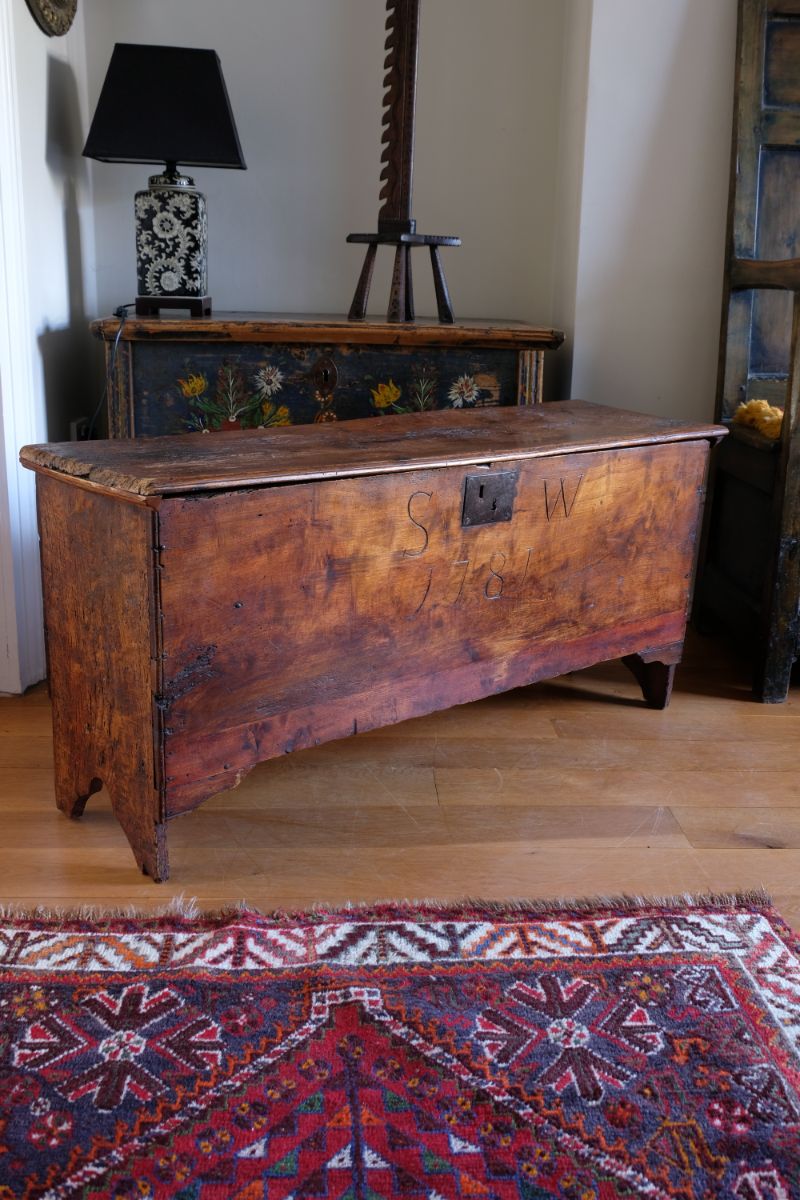 Elm Six Plank Coffer Dated to 1781