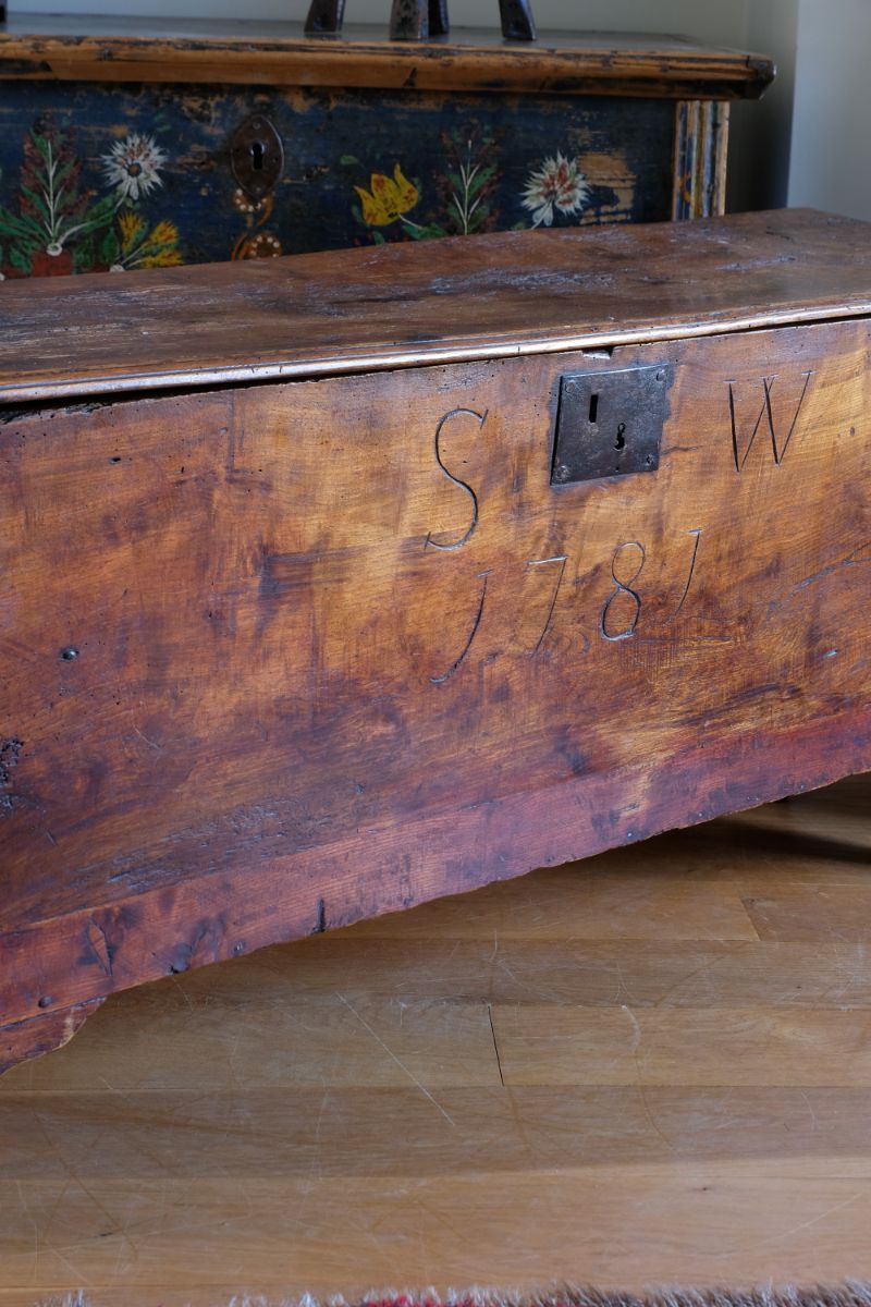 Elm Six Plank Coffer Dated to 1781