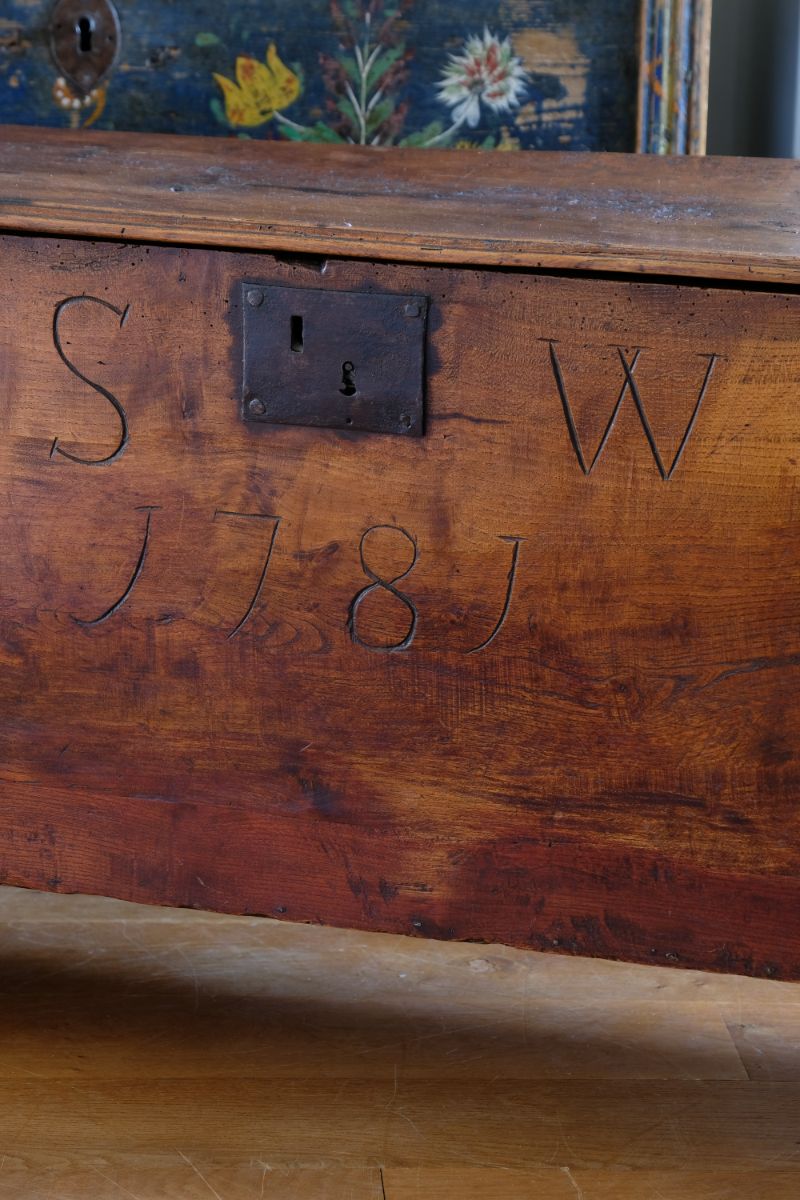 Elm Six Plank Coffer Dated to 1781