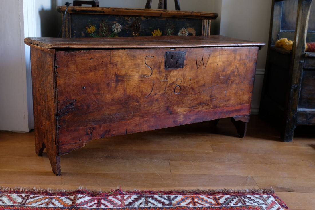 Elm Six Plank Coffer Dated to 1781