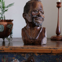 Carved Hardwood Sculpture Bust Of An African Man