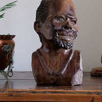 Carved Hardwood Sculpture Bust Of An African Man