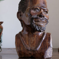 Carved Hardwood Sculpture Bust Of An African Man