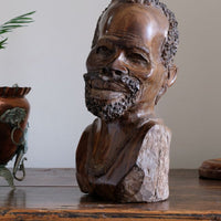 Carved Hardwood Sculpture Bust Of An African Man