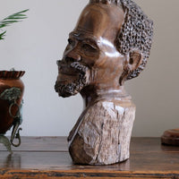 Carved Hardwood Sculpture Bust Of An African Man