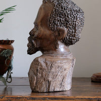 Carved Hardwood Sculpture Bust Of An African Man