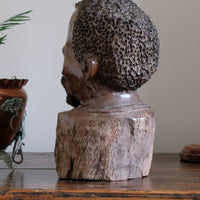 Carved Hardwood Sculpture Bust Of An African Man