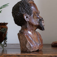 Carved Hardwood Sculpture Bust Of An African Man