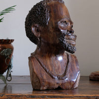 Carved Hardwood Sculpture Bust Of An African Man