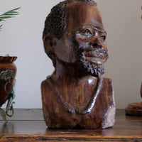 Carved Hardwood Sculpture Bust Of An African Man