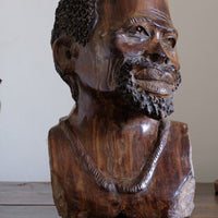 Carved Hardwood Sculpture Bust Of An African Man