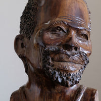 Carved Hardwood Sculpture Bust Of An African Man