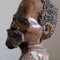 Carved Hardwood Sculpture Bust Of An African Man