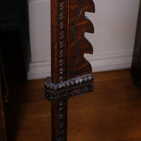 Rare Arts & Crafts Carved Oak Ratchet Adjustable Candle Stand