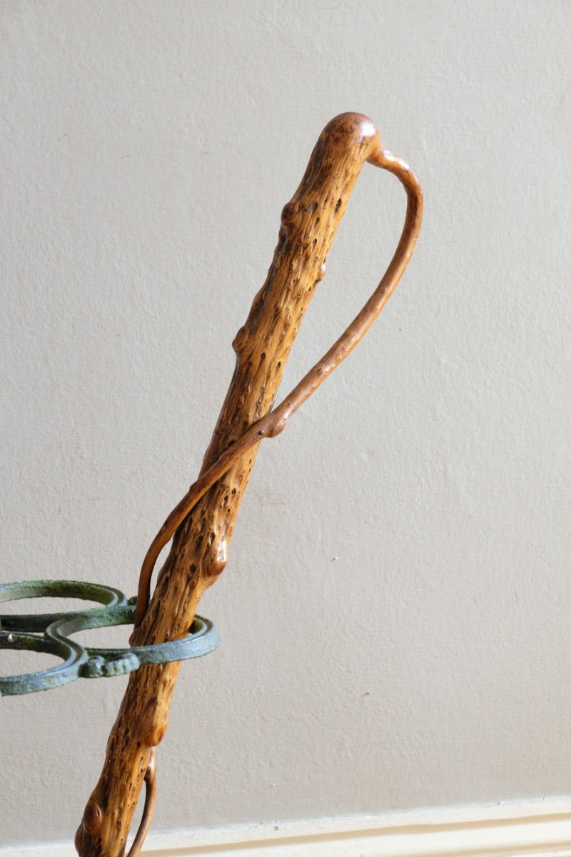 Folk Art walking stick made from yew wood