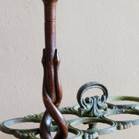 Mahogany walking stick in the form of entwined snakes