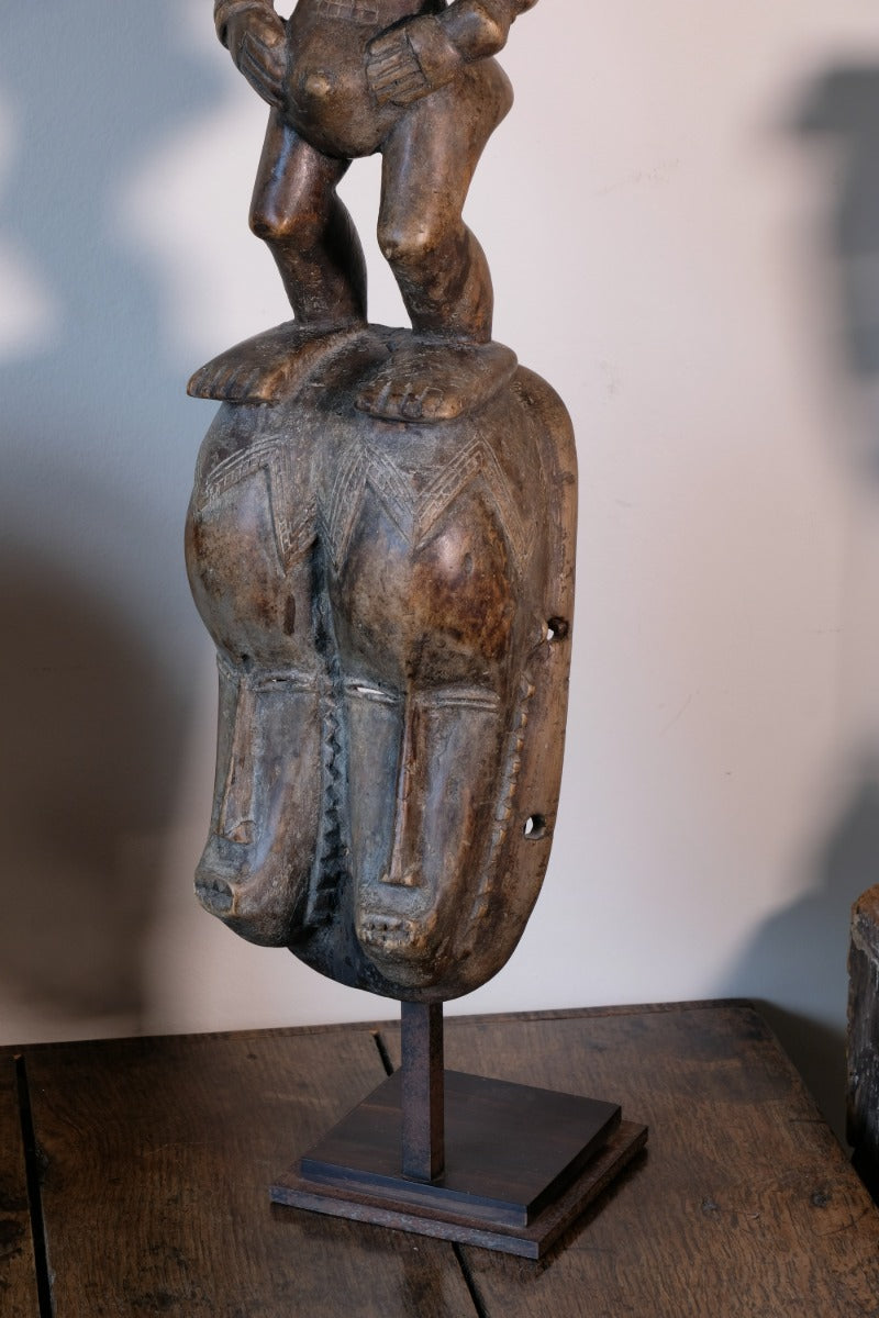 Carved African Guro (Gouru) Fertility Figure Sculpture On Stand