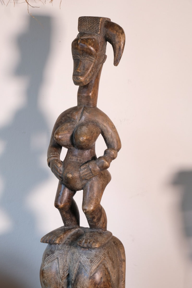 Carved African Guro (Gouru) Fertility Figure Sculpture On Stand