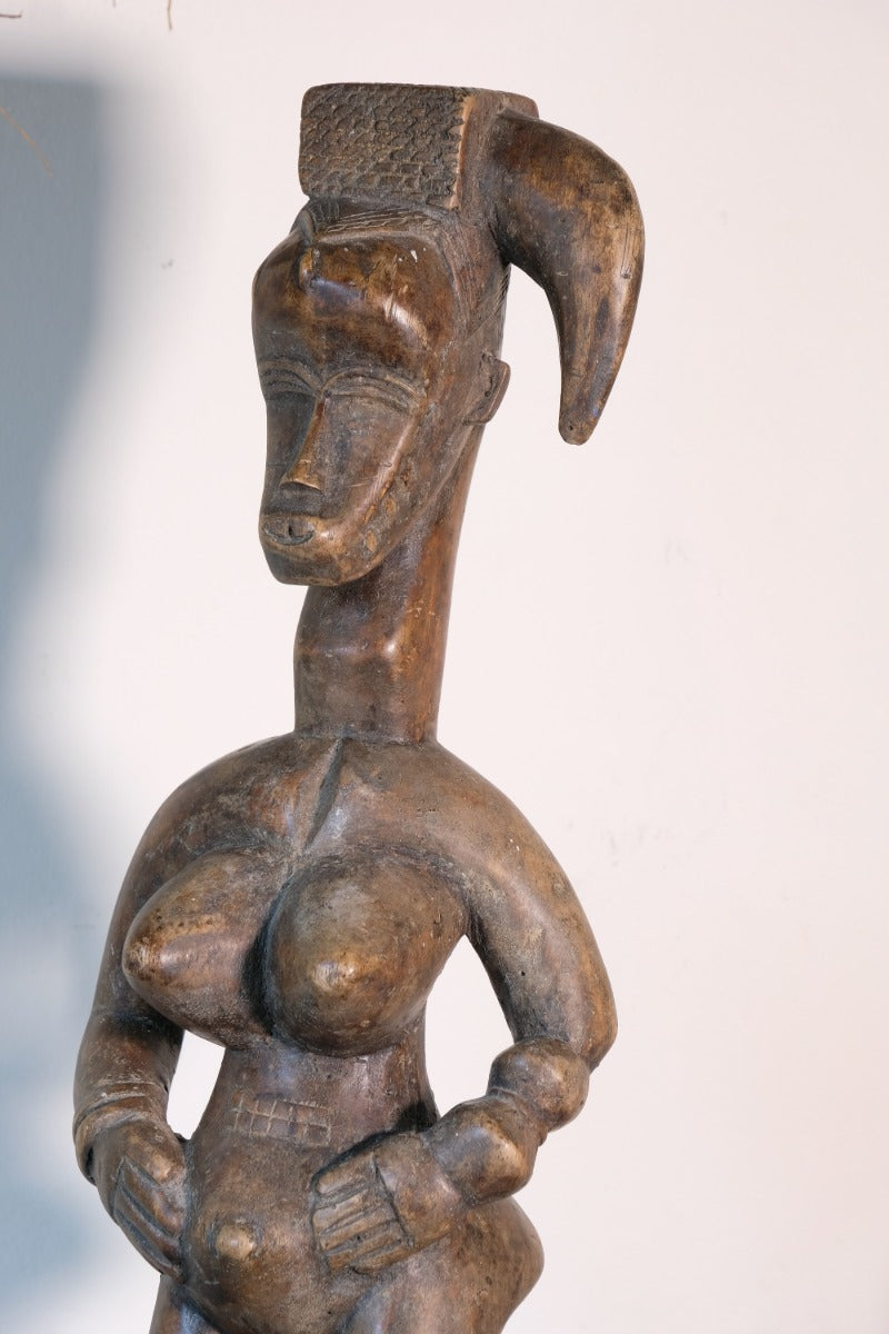 Carved African Guro (Gouru) Fertility Figure Sculpture On Stand