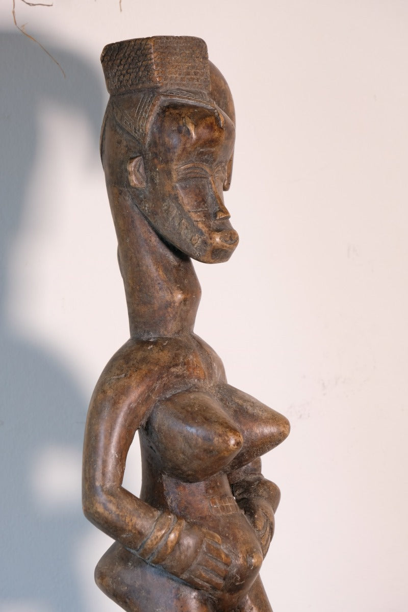 Carved African Guro (Gouru) Fertility Figure Sculpture On Stand