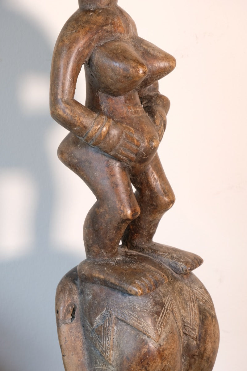 Carved African Guro (Gouru) Fertility Figure Sculpture On Stand