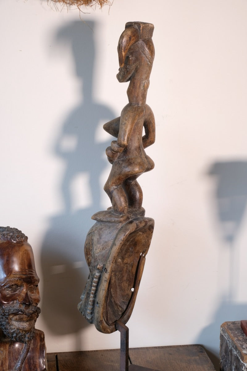 Carved African Guro (Gouru) Fertility Figure Sculpture On Stand