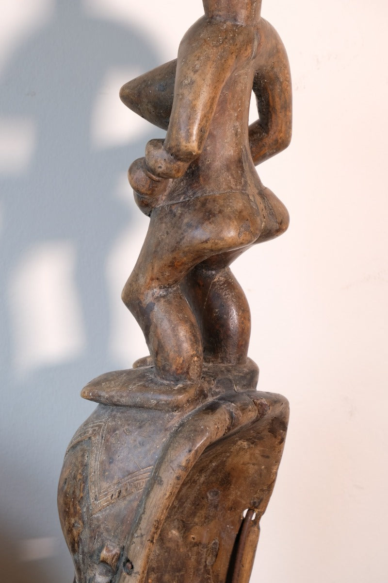 Carved African Guro (Gouru) Fertility Figure Sculpture On Stand