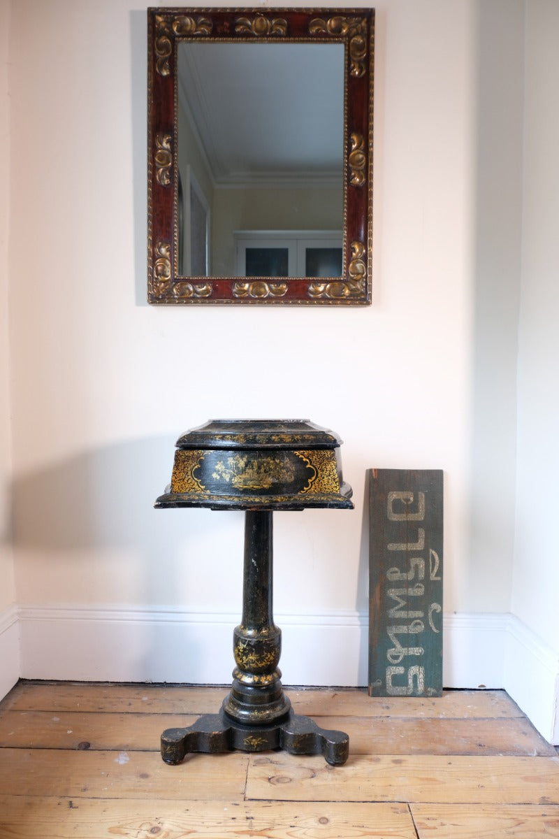 Paper Mache Chinoiserie Table & Storage Box Circa 19th Century