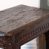 17th Century Oak Jointed Stool With Carved Frieze Over Reeded Border