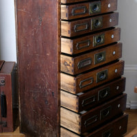 Bank Of Mahogany Drawers With Flush Brass Handles & Name Plates