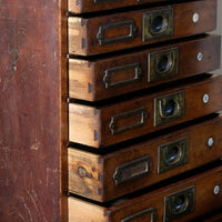 Bank Of Mahogany Drawers With Flush Brass Handles & Name Plates