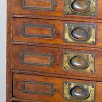 Bank Of Mahogany Drawers With Flush Brass Handles & Name Plates