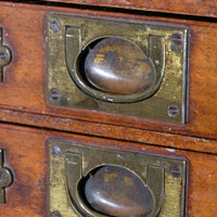 Bank Of Mahogany Drawers With Flush Brass Handles & Name Plates