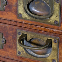 Bank Of Mahogany Drawers With Flush Brass Handles & Name Plates