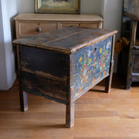 Hand-Painted Folk Art Storage Coffer Raised On Legs