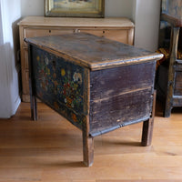 Hand-Painted Folk Art Storage Coffer Raised On Legs