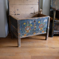 Hand-Painted Folk Art Storage Coffer Raised On Legs