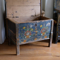 Hand-Painted Folk Art Storage Coffer Raised On Legs