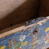 Hand-Painted Folk Art Storage Coffer Raised On Legs