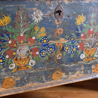 Hand-Painted Folk Art Storage Coffer Raised On Legs