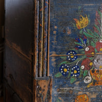 Hand-Painted Folk Art Storage Coffer Raised On Legs