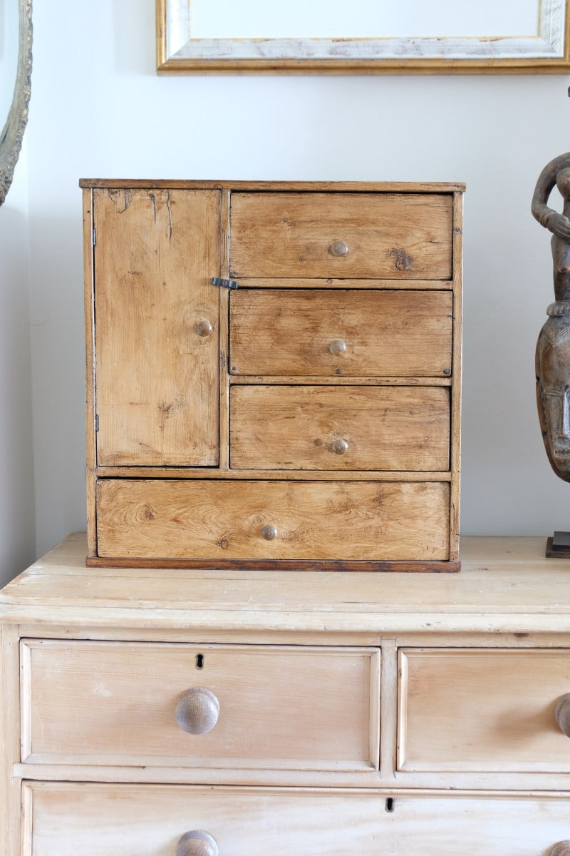 Scratch Built Pine Cupboard With Four Varied Drawers