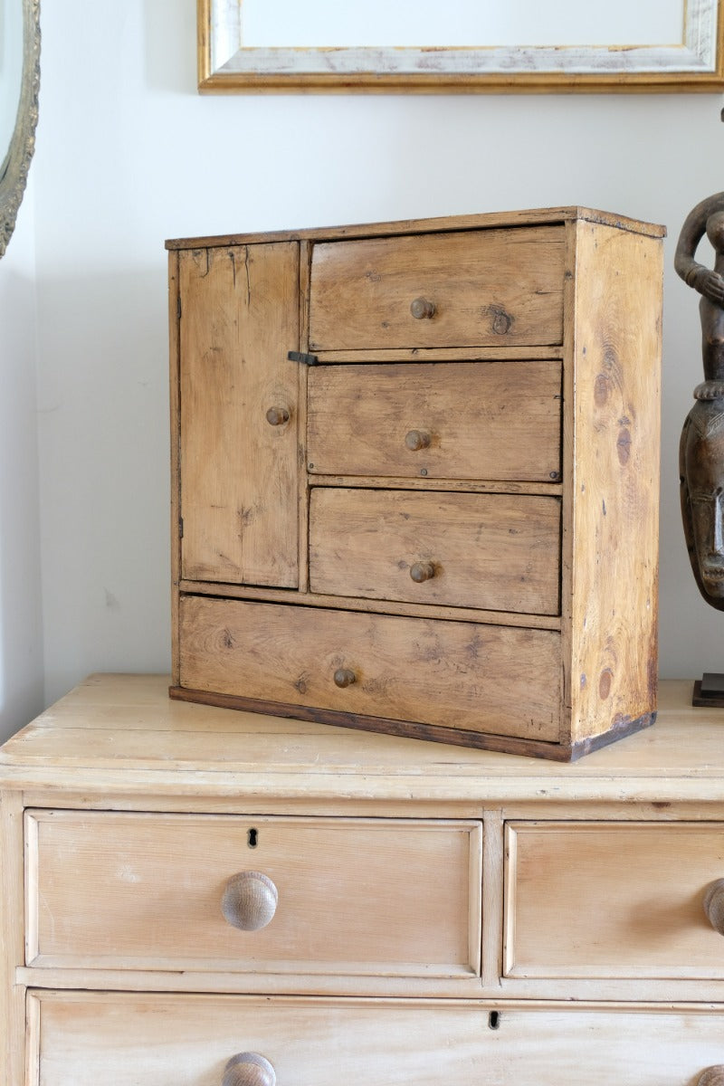 Scratch Built Pine Cupboard With Four Varied Drawers