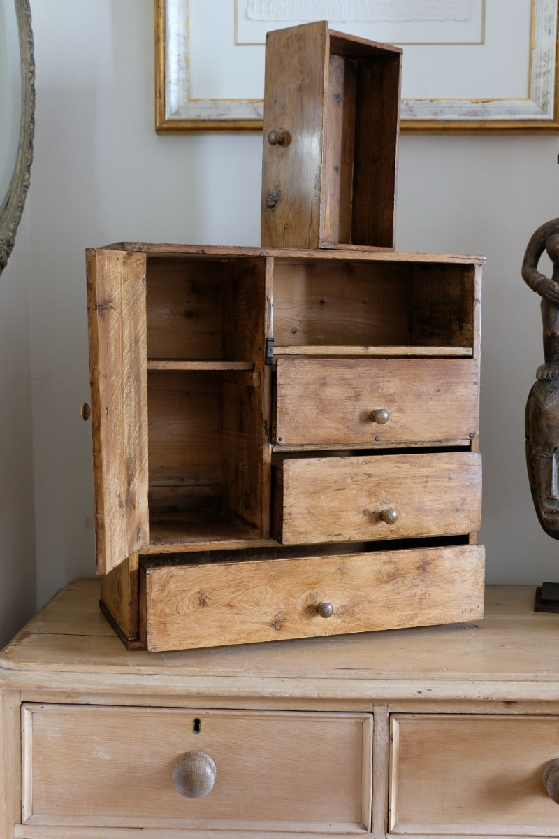 Scratch Built Pine Cupboard With Four Varied Drawers